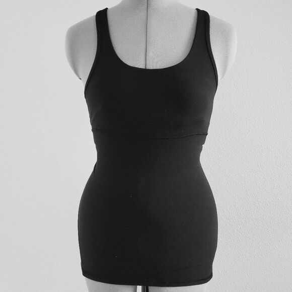 Lululemon Women's Tank Top Size 4 Black Crossback Fitted Scoop Neckline - Picture 2 of 7